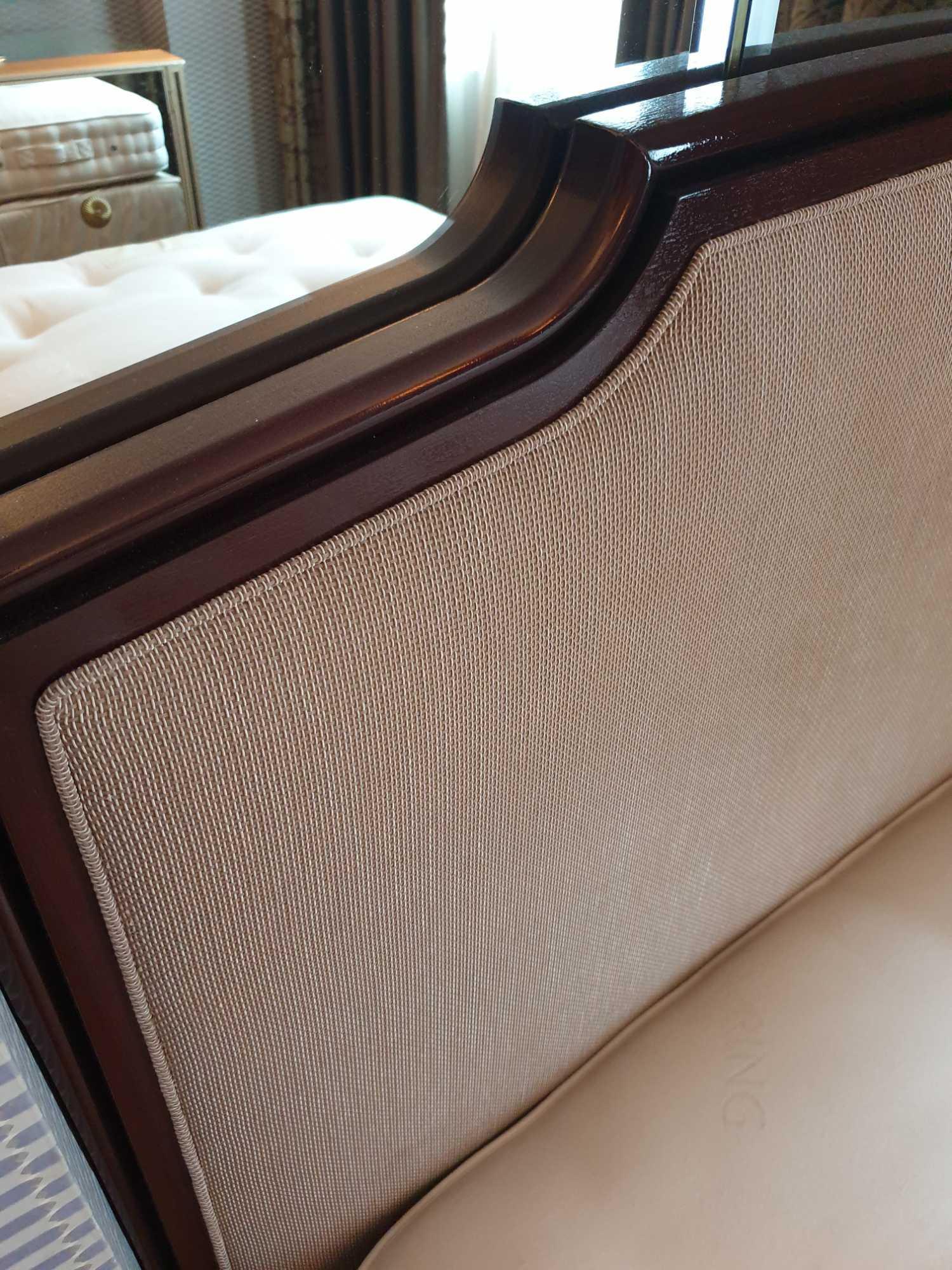 Headboard, Handcrafted With Nail Trim And Padded Textured Woven Upholstery (Room 416) - Image 2 of 2