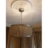 2 x Drum Style Pendant Steel Frame With Pleated Shade 53cm Diameter (Room 310 & 311)