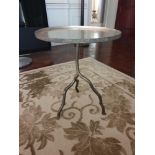 Sculptured Base Brass Side Table With Mirrored Top 50 x 60cm (Room 317 & 318)