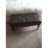 Tufted Leather Bench With Scrolled Apron 100 x 46 x 47cm (Room 331) (This lot is located in Bath)