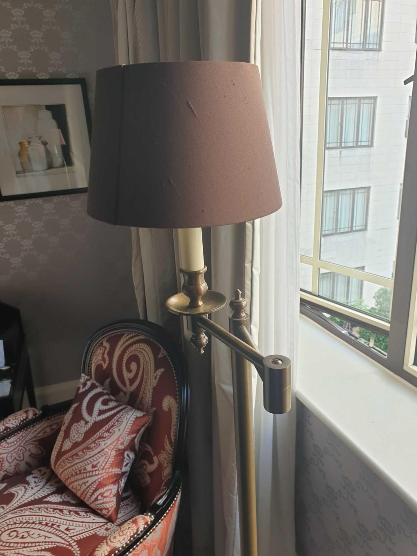 Library Floor Lamp Finished In English Bronze Swing Arm Function With Shade 156cm (Room 331) (This - Image 2 of 2