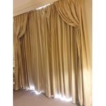 A Pair Of Silk Drapes And Jabots Gold 240 x 260cm (Room 309)