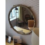 Forgeability Bespoke Metalwork Twig Circular Wall Mirror Brass Surround 60cm Diameter (Room 321) (