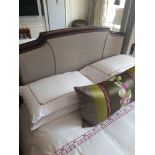 Headboard, Handcrafted With Nail Trim And Padded Textured Woven Upholstery (Room 335) (This lot is