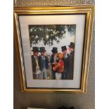 Framed Lithographic Print Illustrating A Jockey Talking To Gentleman In Morning Dress At Ascot