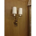 A Pair Of Dernier And Hamlyn Twin Arm Antique Bronzed Wall Sconces With Shade 51cm (Room 310 & 311)