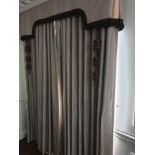 A Pair Of Silk Fully Lined Drapes Complete With Curtain Ties And 2 Oriental Lantern Style Tassels In
