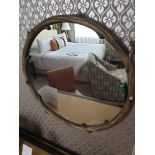 Forgeability Bespoke Metalwork Twig Circular Wall Mirror Brass Surround 60cm Diameter (Room 329)