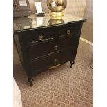 A Pair Four Drawer Mirrored Top Commode Chests Raised By Four Block Feet With A Square Carved