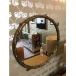 Forgeability Bespoke Metalwork Twig Circular Wall Mirror Brass Surround 60cm Diameter (Room 433)