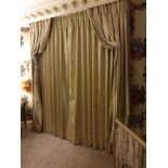 A Pair Of Silk Drapes And Jabots Gold 240 x 260cm (Room 328)