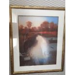 Lithographic Print Landscape Illustrating A Autumnal River Scene 80 x 60cm (Room 336) (This lot is