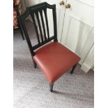 Georgian Style Side Chair Open Ribbon Carved Splat With Upholstered Leather Seat Pad 42 x 46 x