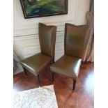 A Set Of 5 Green Leather Dining Chairs High Back 50 x 50 x 100cm (Room 417)