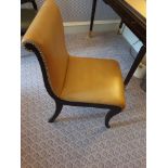 Scroll Back Leather Side Chair Legs And Frame In Solid Oak, With A Stained Finish Upholstered In