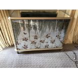 Coloured Verre Eglomise Sideboard Two Door Internally Fitted With Refrigerator Mini Bar 125 x 58 x