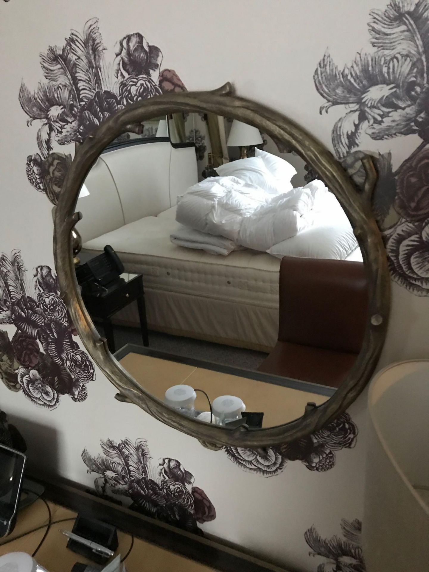 Forgeability Bespoke Metalwork Twig Circular Wall Mirror Brass Surround 60cm Diameter (Room 438)