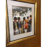 Framed Lithographic Print Illustrating A Jockey Talking To Gentleman In Morning Dress At Ascot