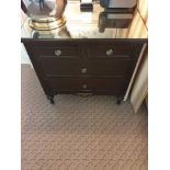 A Pair Four Drawer Mirrored Top Commode Chests Raised By Four Block Feet With A Square Carved