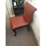 Scroll Back Leather Side Chair Legs And Frame In Solid Oak, With A Stained Finish Upholstered In