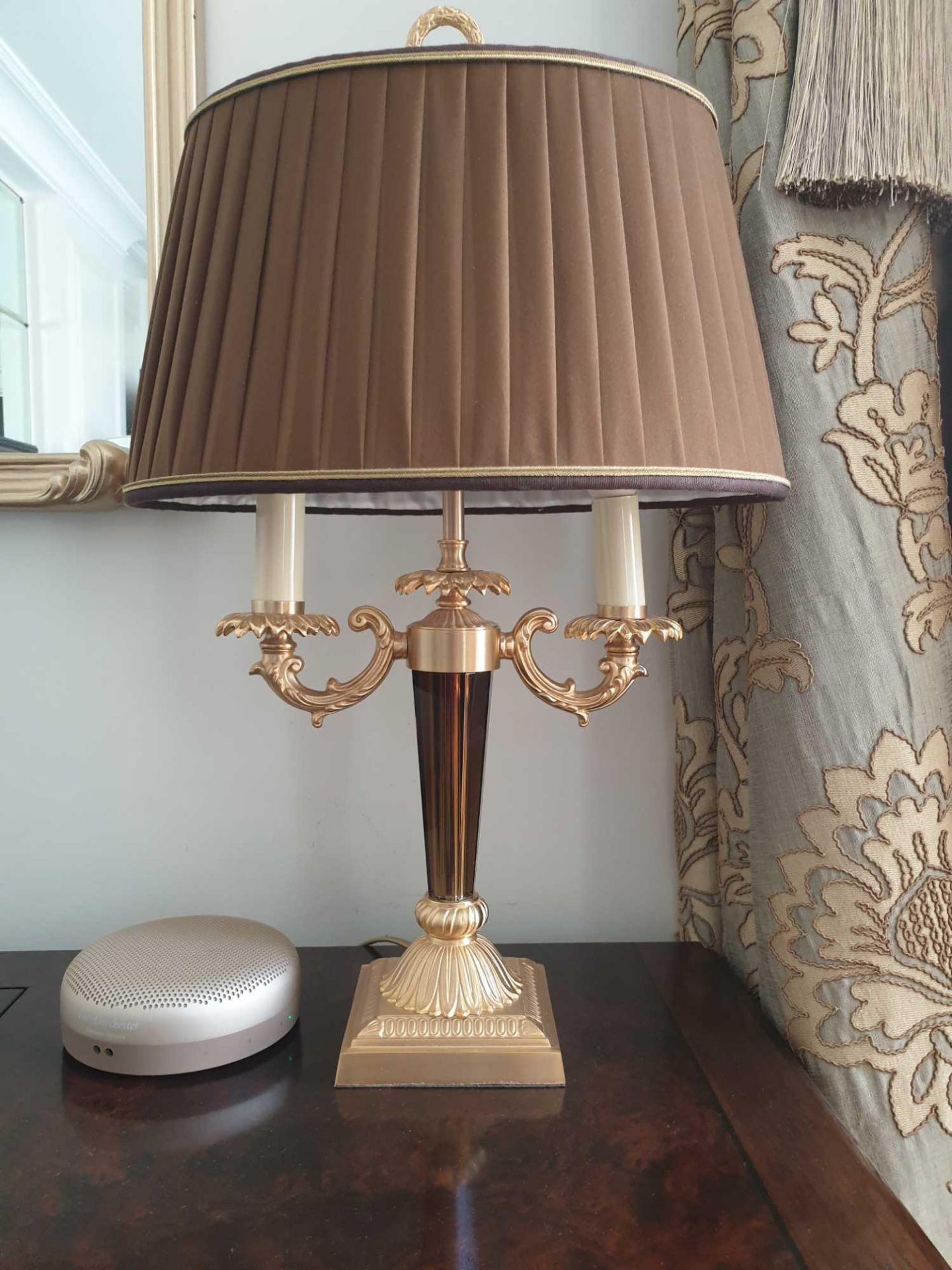 Laudarte Aretusa Twin Arm Table Lamp Bronze Lost-Wax Casting Antique Gilt Bronze Base And Column And - Bild 2 aus 2