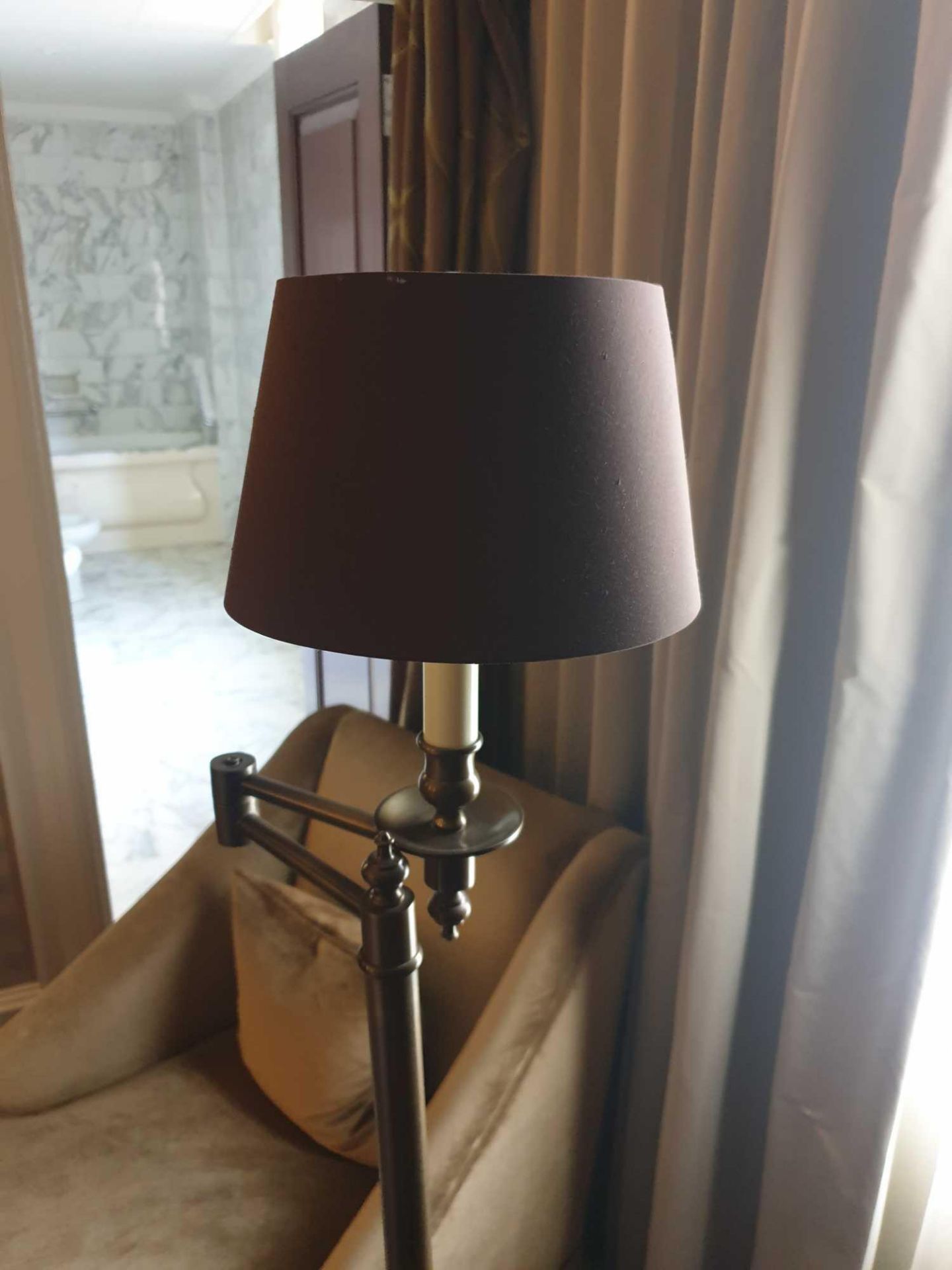 Library Floor Lamp Finished In English Bronze Swing Arm Function With Shade 156cm (Room 333) (This - Image 2 of 2