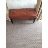 Tufted Red Leather Bench With Scrolled Apron 100 x 46 x 47cm (Room 317 & 318)