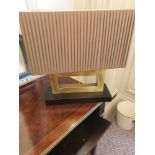 Antique Bronzed Modern Table Lamp With Brown Shade On Plinth 46 x 26 x 50cm (Room332) (This lot is