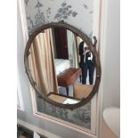 Forgeability Bespoke Metalwork Twig Circular Wall Mirror Brass Surround 60cm Diameter (Room 306 &