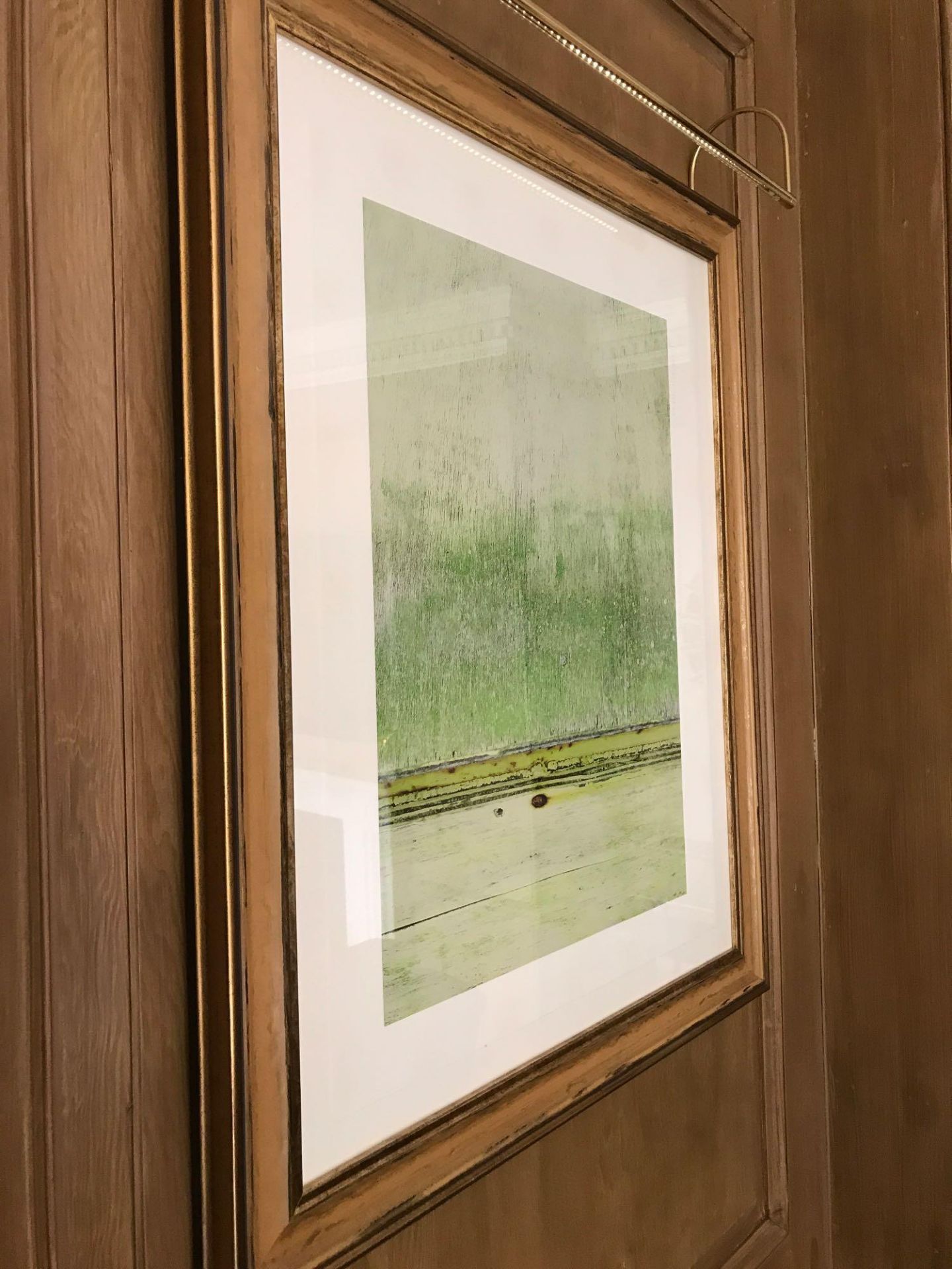 Abstract Framed Lithograph Green In Gold Frame 73x 88cm (Room 411) - Bild 2 aus 2