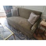 Classic Designed Fabric 2 Seater Sofa In Light Brown Complete With Scatter Cushions 180 x 85 x