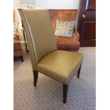 Leather High Back Chair With Stud Finish Detail Stained Wooden Legs 55 x 46 x 98cm (Room 323 324) (
