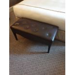 Tufted Leather Bench With Scrolled Apron 100 x 46 x 47cm (Room 339) (This lot is located in Bath)