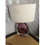 Heathfield And Co Mia Table Lamp Mouth-Blown Glass Features An Intense Drop Of Colour And A Satin