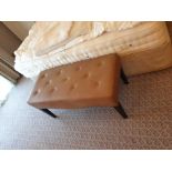 Tufted Leather Bench With Scrolled Apron 100 x 46 x 47cm (Room 415)