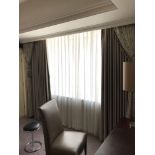 2 x Pair Of Gold And Silver Silk Drapes And Jabots With Tie Backs Span 250 x 340cm (Room 432)