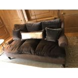 2 x Classic Style Upholstered Silver Velvet Sofas Three Seater Sofas With Loose Padded Cushions