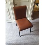 Scroll Back Leather Side Chair Legs And Frame In Solid Oak With A Stained Finish Upholstered In