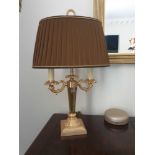 Laudarte Aretusa Twin Arm Table Lamp Bronze Lost-Wax Casting Antique Gilt Bronze Base And Column And