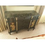 Black Lacquer Hand Decorated Chinoiserie Serpentine Commode By Restall Brown And Clennell The Six