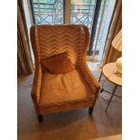 A Wingback Chair With Gold Chevron Fabric 78 x 62 x 106cm (Room 310 & 311)