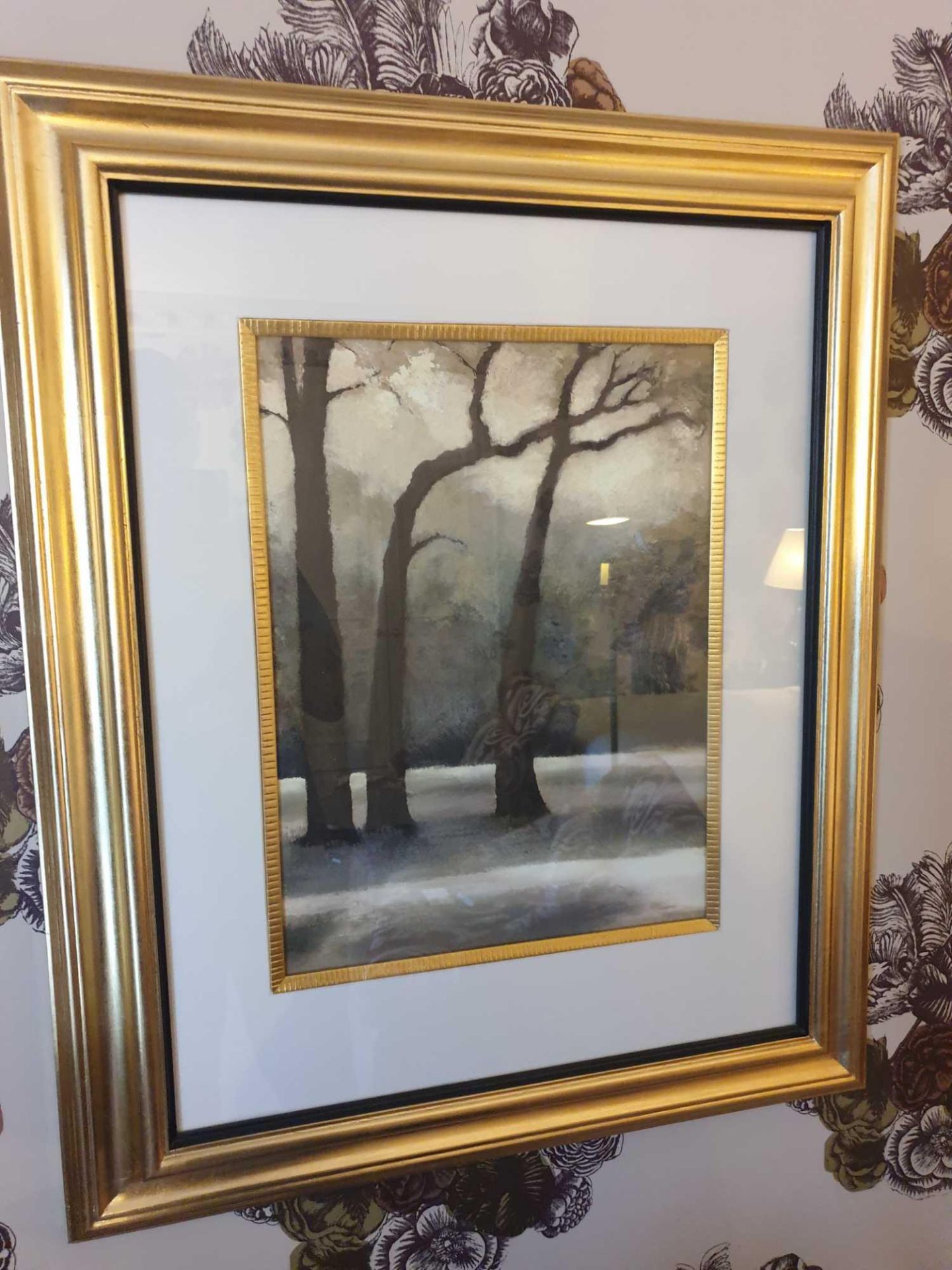 Lithograph Print Stark Winter Trees Framed 62 x 76cm (Room 340)