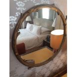 Forgeability Bespoke Metalwork Twig Circular Wall Mirror Brass Surround 60cm Diameter (Room 334) (