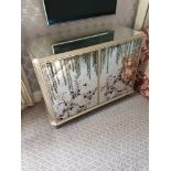 Coloured Verre Eglomise Sideboard Two Door Internally Fitted With Refrigerator Mini Bar 125 x 58 x