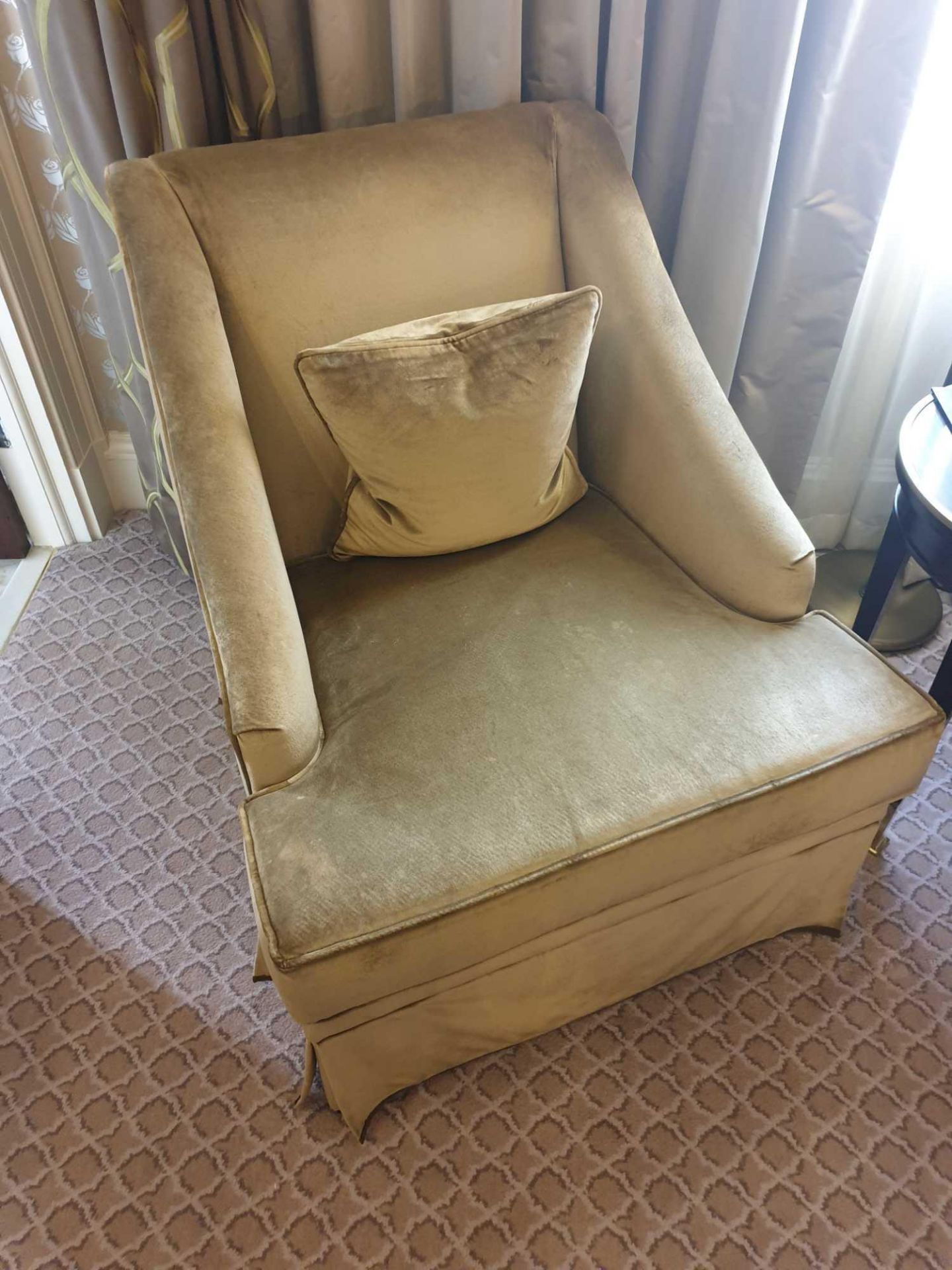 2 x Egerton Armchair Sloping Arms Dressmakers Skirt And A Sprung Back Upholstered Relaxer Chair 70 x