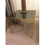 Black Marble Top Side Table On A Polished Metal Frame With Stretcher 50 x 50 x 55cm (Room 332) (This