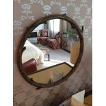 Forgeability Bespoke Metalwork Twig Circular Wall Mirror Brass Surround 60cm Diameter (Room 325) (