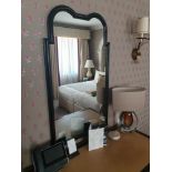 Ebonised Wood Carved Framed Dome Shape Top Accent Mirror 70 x 120cm (Room 308)