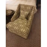 A pair of Egerton Armchair Sloping Arms, Dressmakers Skirt And A Sprung Back Upholstered Relaxer