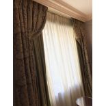 A Pair Of Silk Drapes And Jabots With Tie Backs Span 255 x 255cm (Room 422)